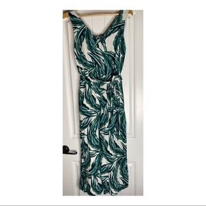 Who What Wear Green Leaf Print Jumpsuit